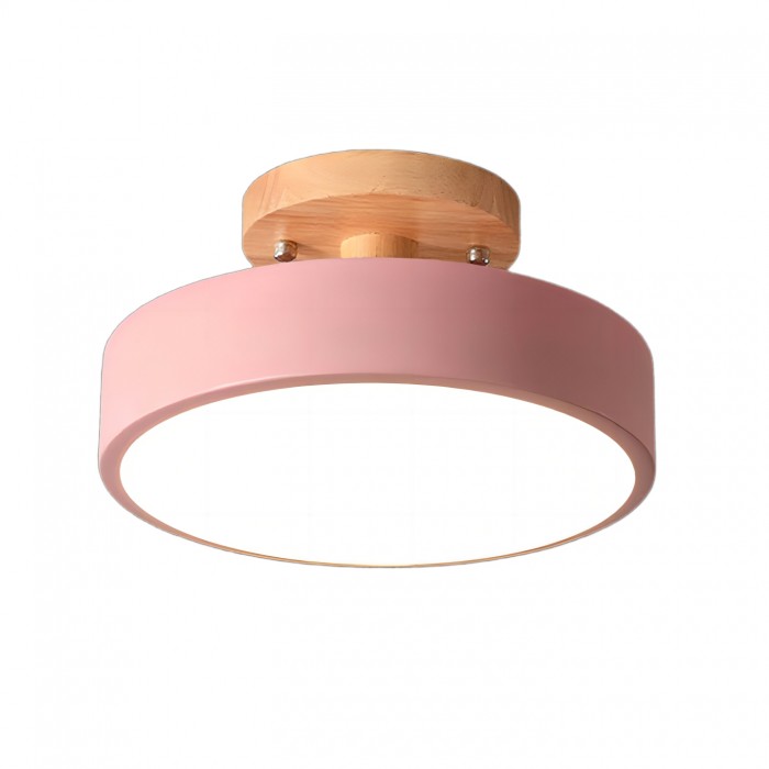 Scandinavian Macaron Drum Wooden Ceiling Light