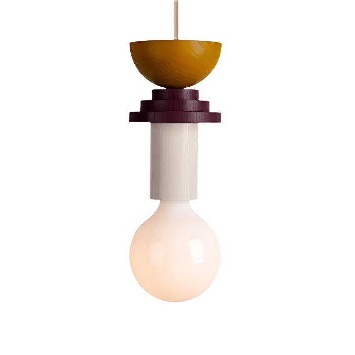 Suspension géométrique en bois coloré Memphis