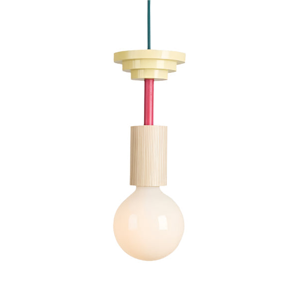Suspension géométrique en bois coloré Memphis