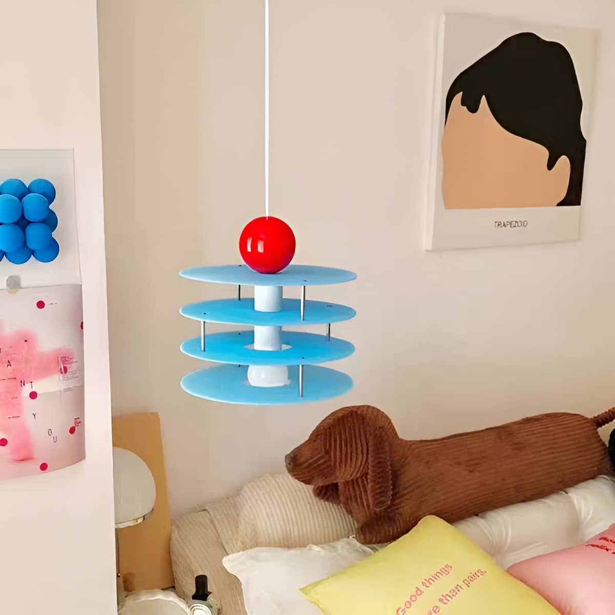 Suspension Memphis Playful Disc Layer bleue