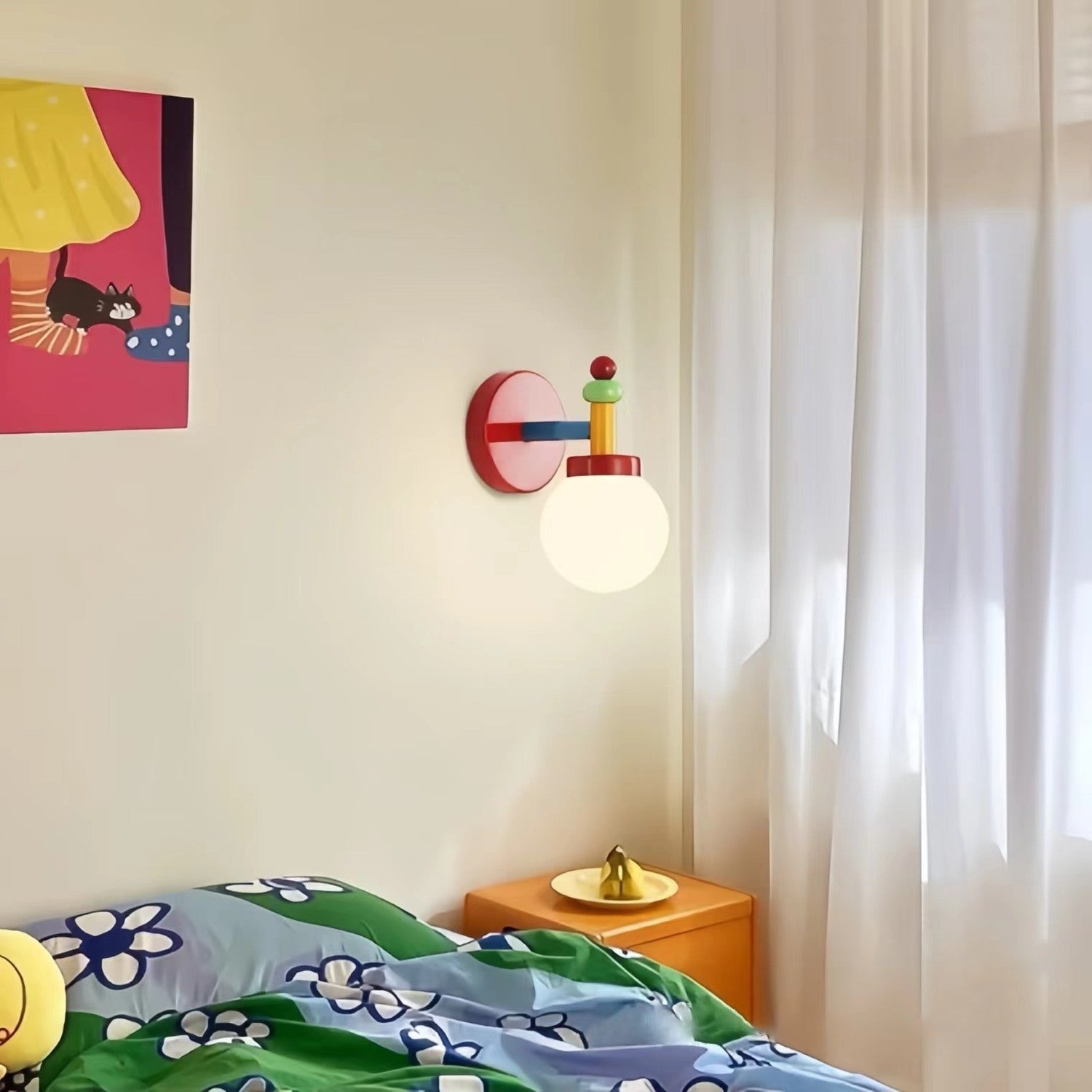 Memphis Glass Globe Colorful Wall Light