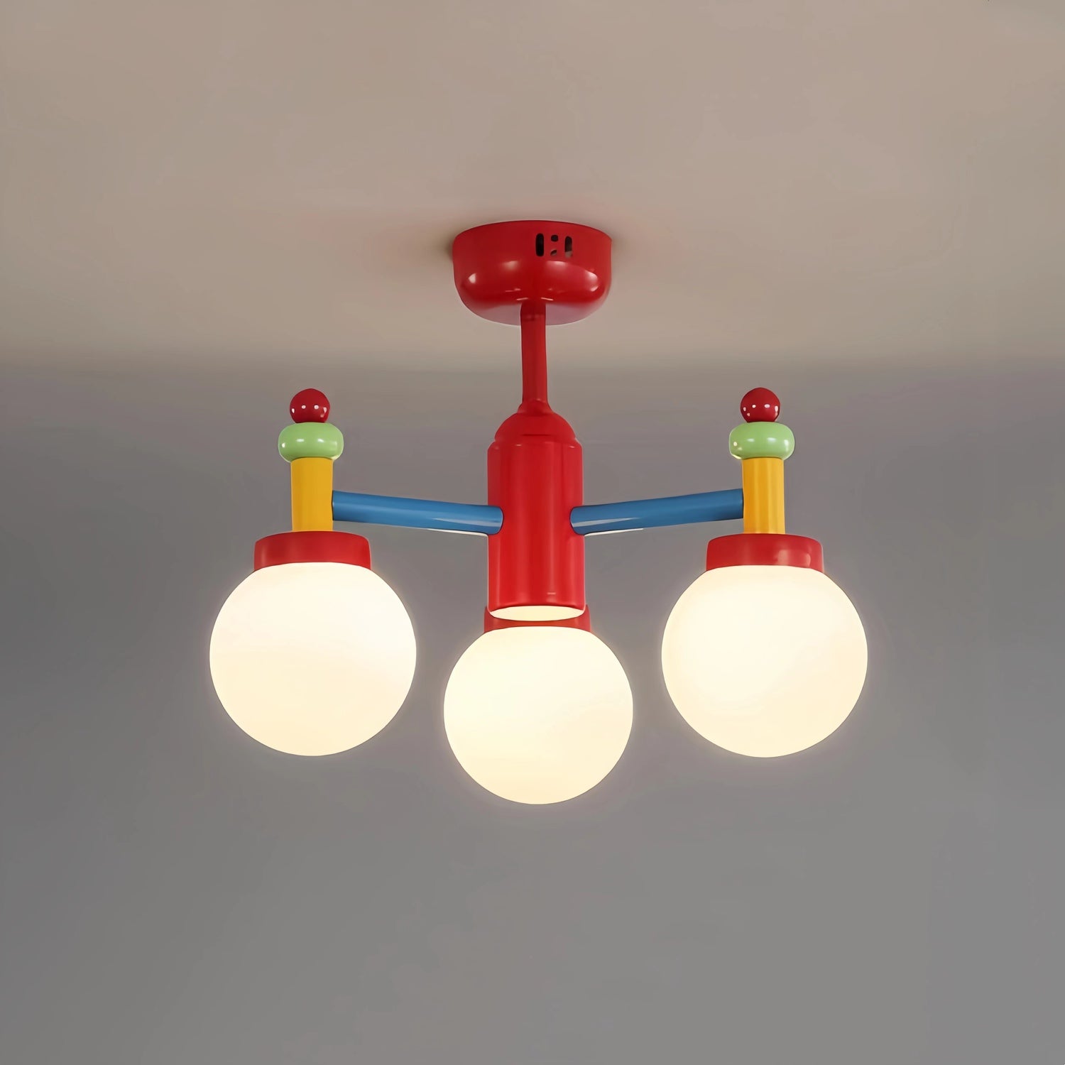 Memphis Three Globe Colorful Ceiling Light