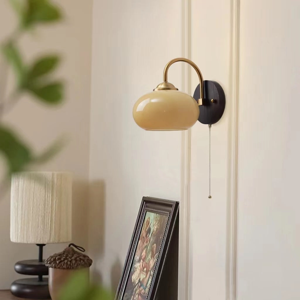 Mid Century Bauhaus Oval Glass Wall Light
