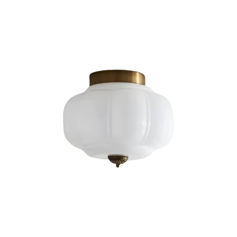 Mid Century Bauhaus Brass And Glass Ceiling Light