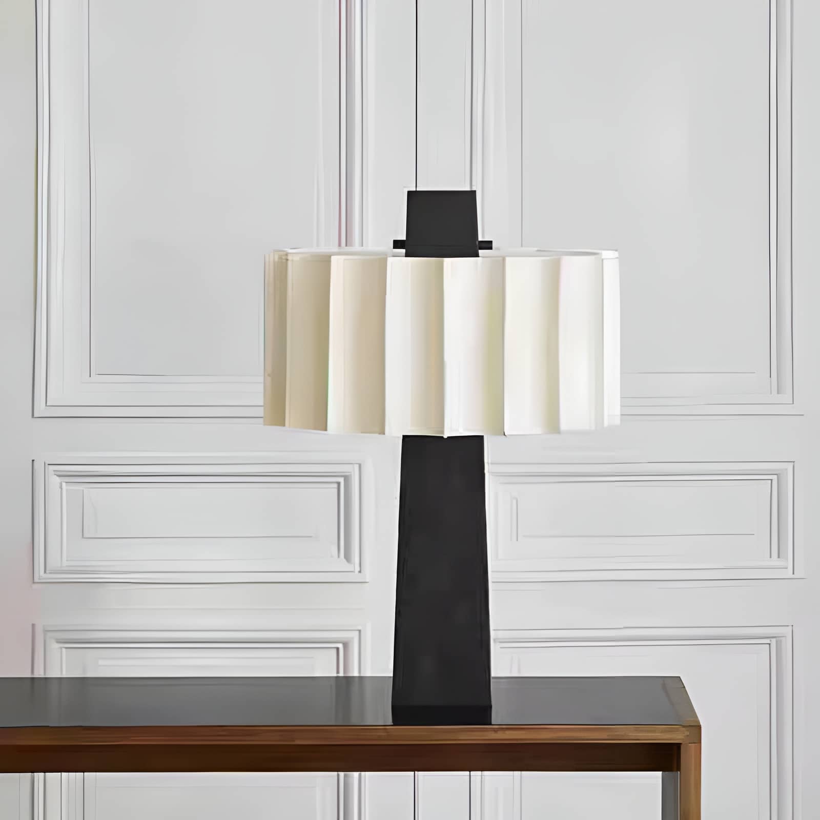 Mid Century Fabric Black Metal Table Light