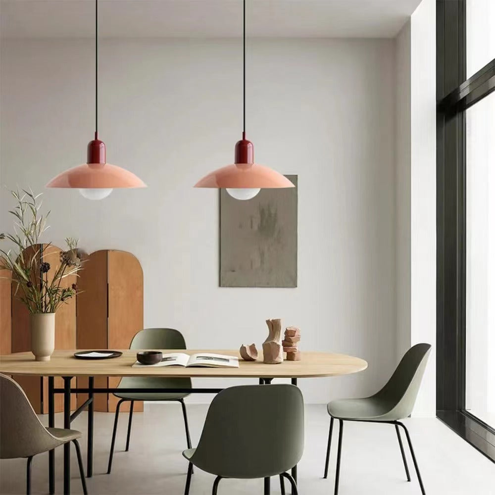 Mid Century Modern Saucer Colorful Pendant Light