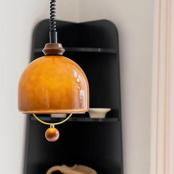 Mid Century Vintage Glass Pendant Light