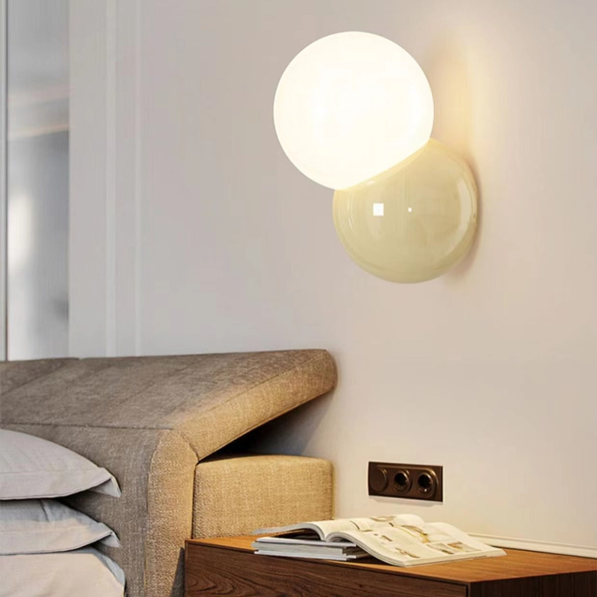 Modern Cream Orb Glass Wall Light