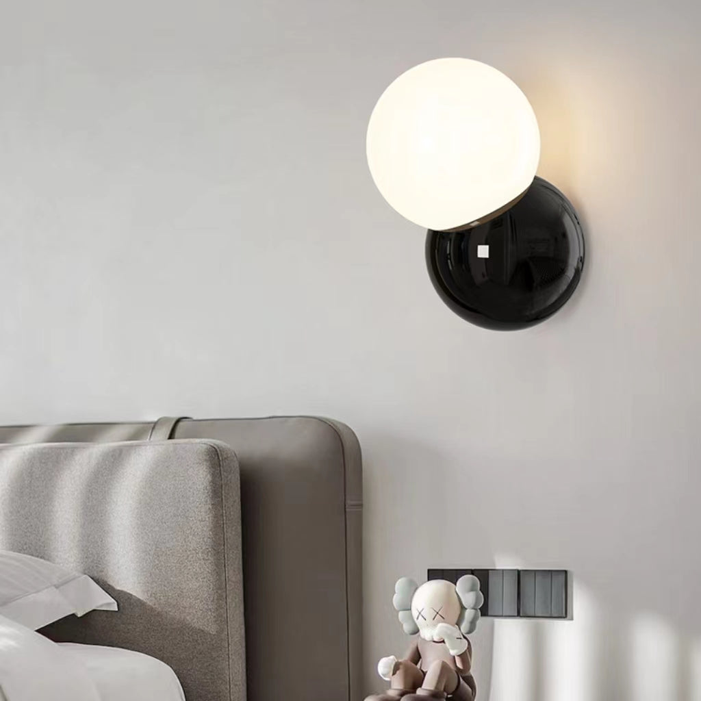 Modern Cream Orb Glass Wall Light