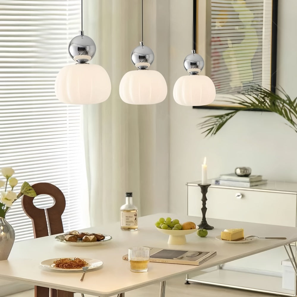 Modern Bauhaus Cream Pumpkin Pendant Light