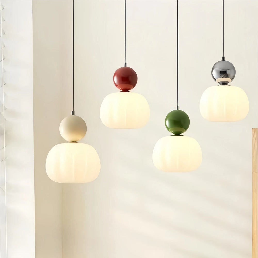 Modern Bauhaus Cream Pumpkin Pendant Light
