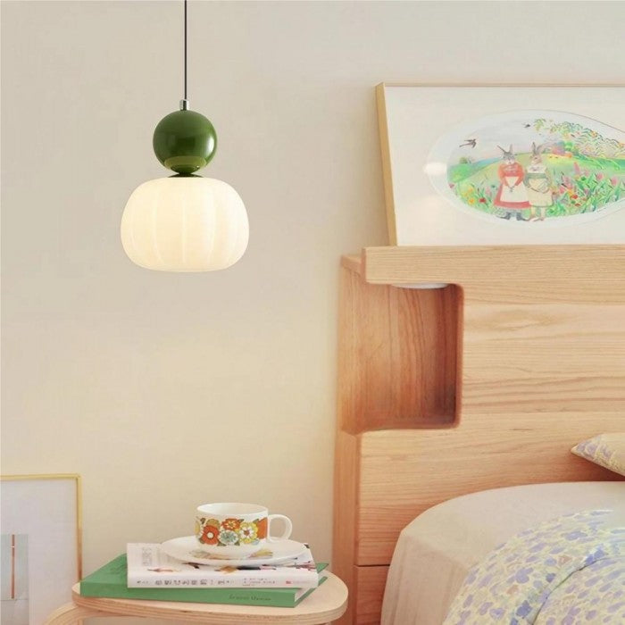 Modern Bauhaus Cream Pumpkin Pendant Light