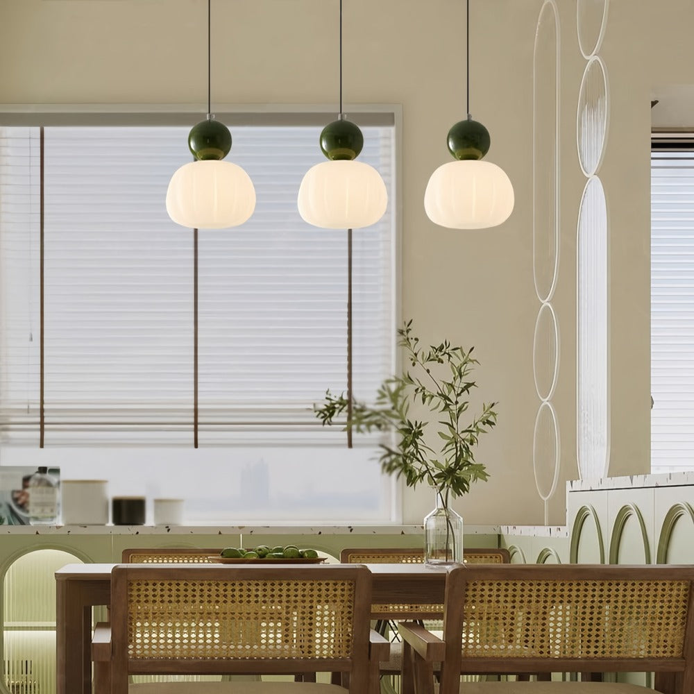 Modern Bauhaus Cream Pumpkin Pendant Light
