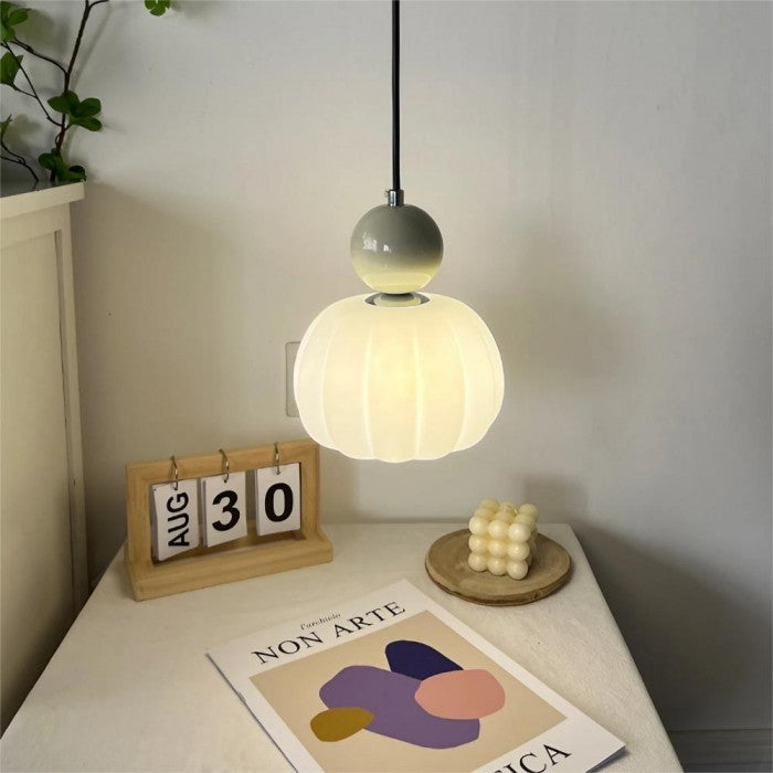 Modern Bauhaus Cream Pumpkin Pendant Light