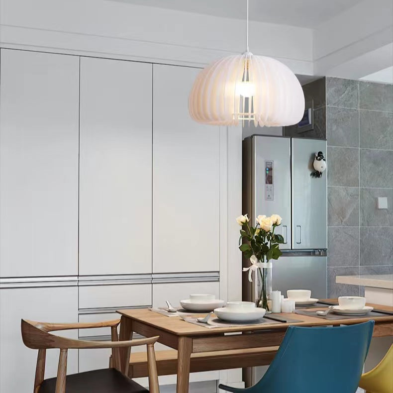 Contemporary Pumpkin White Pendant Light