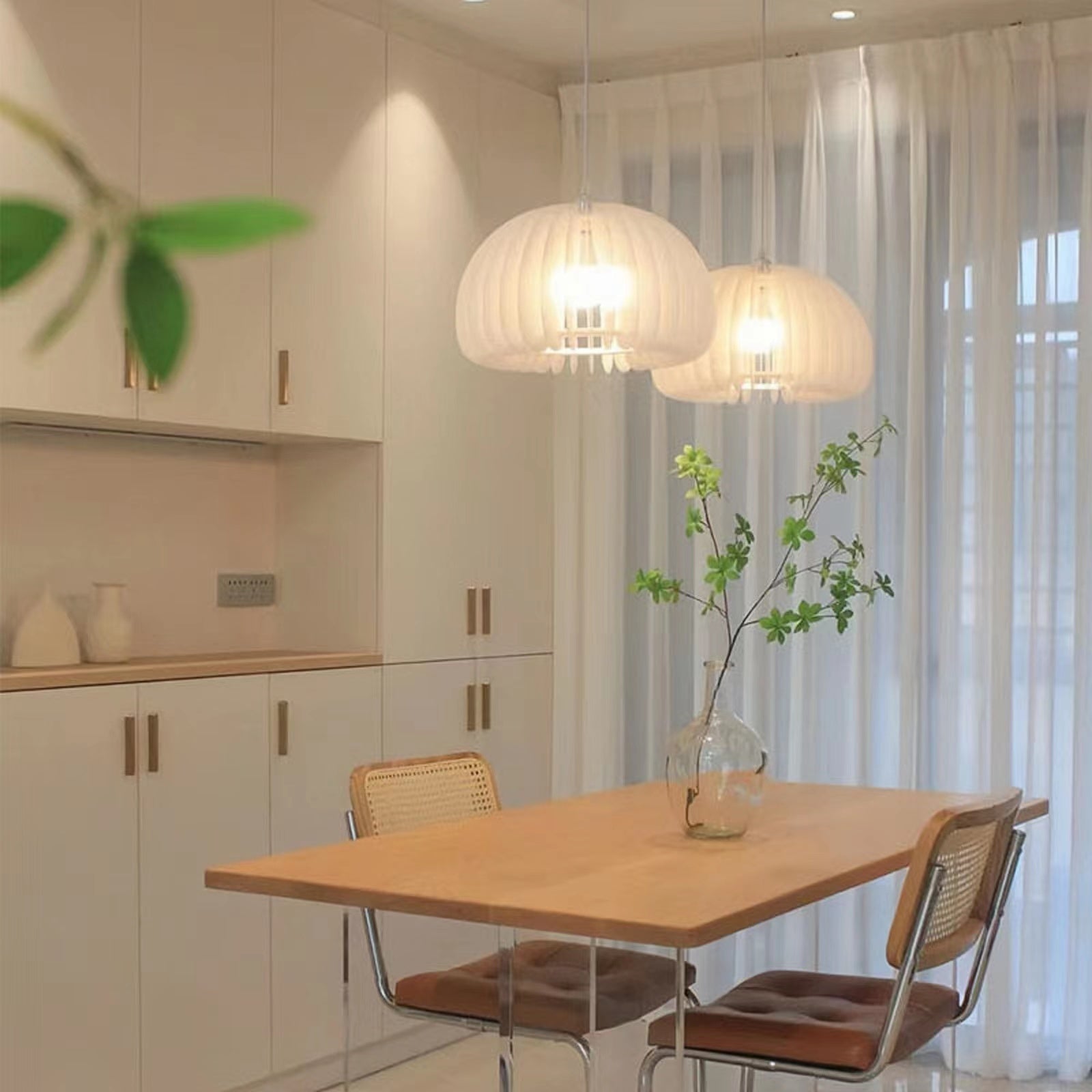 Contemporary Pumpkin White Pendant Light
