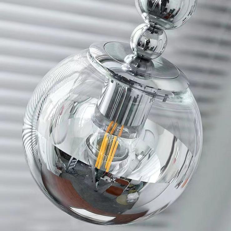 Modern Bauhaus Silver Globe Pendant Light