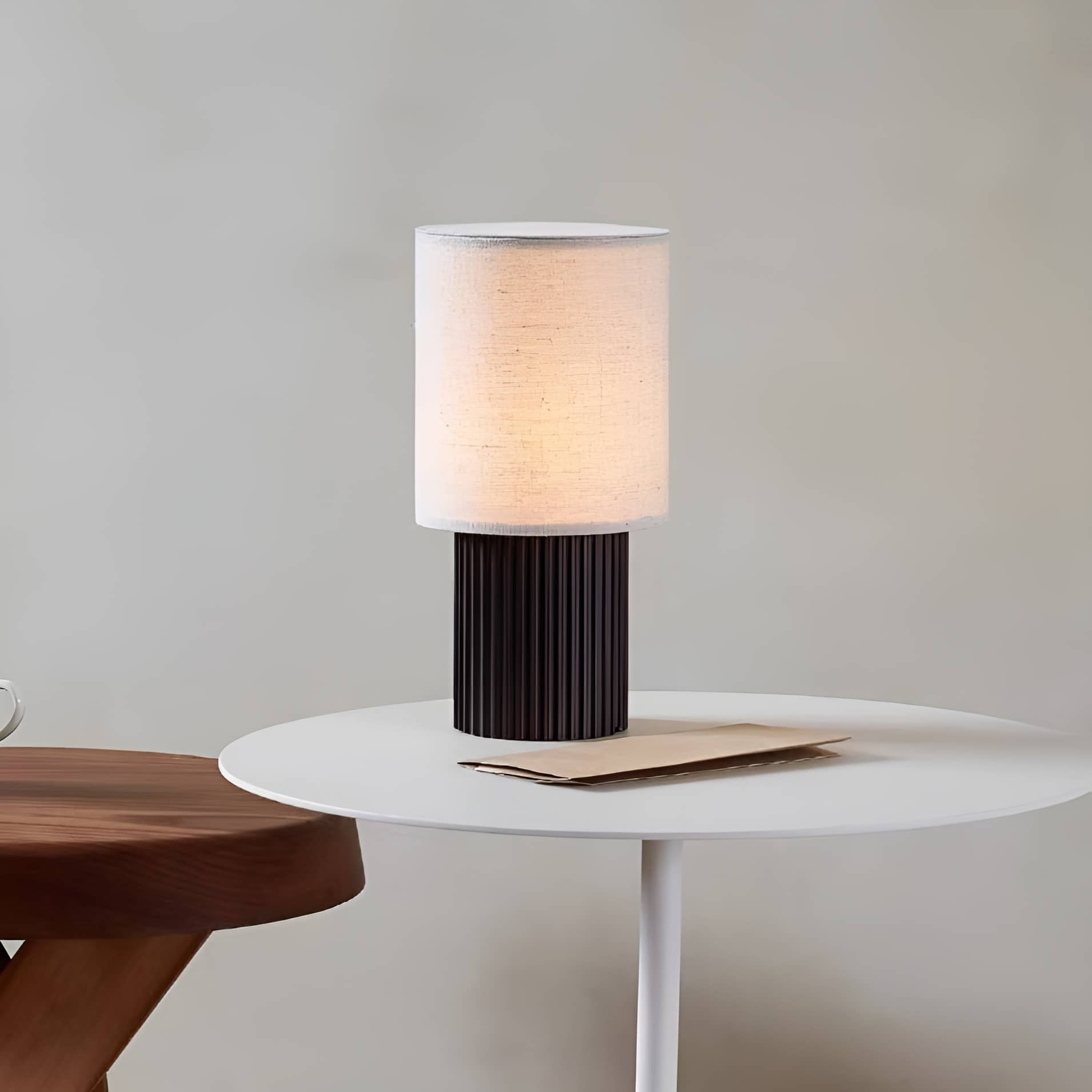 Minimalist Cordless Aluminum Brown Table Lamp