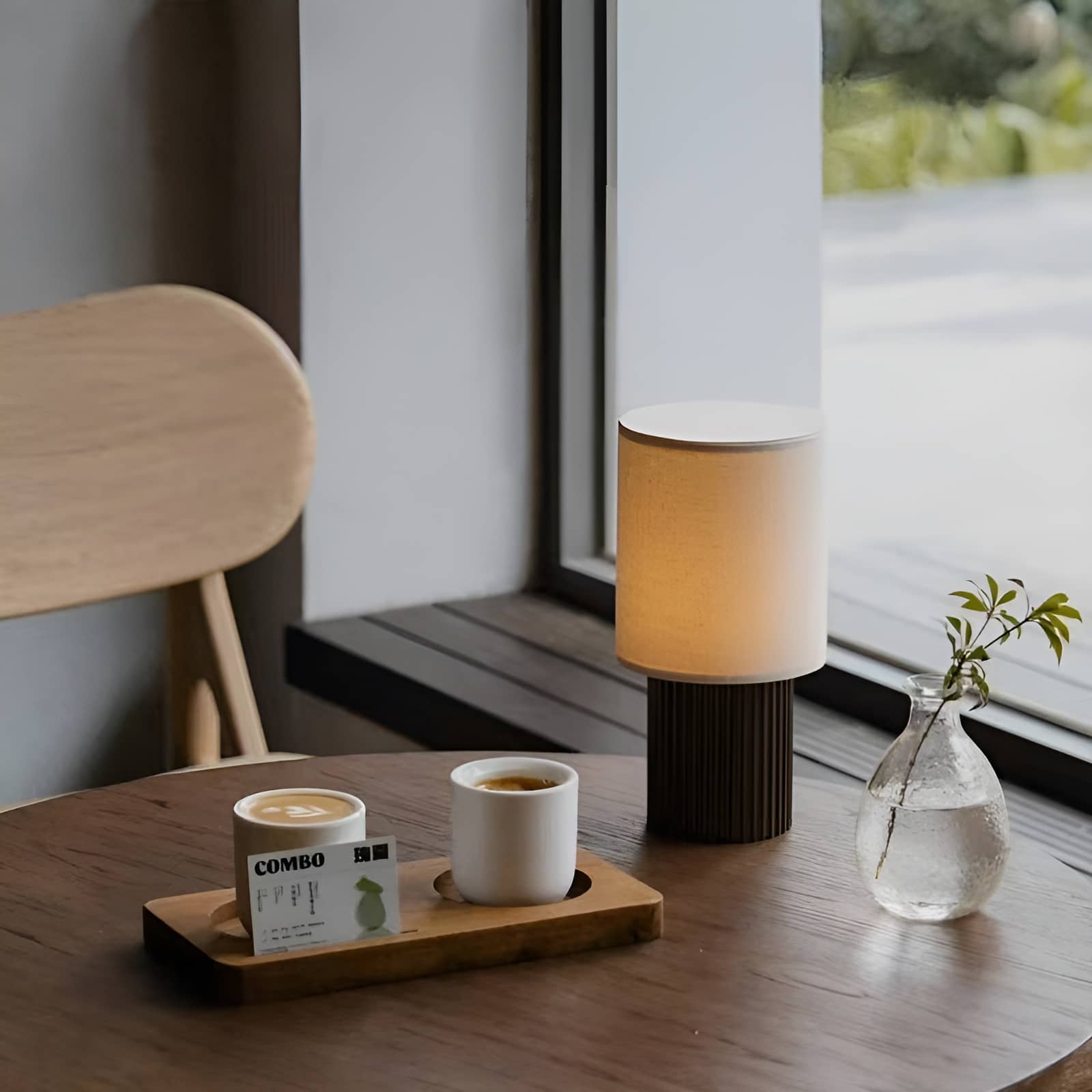 Minimalist Cordless Aluminum Brown Table Lamp