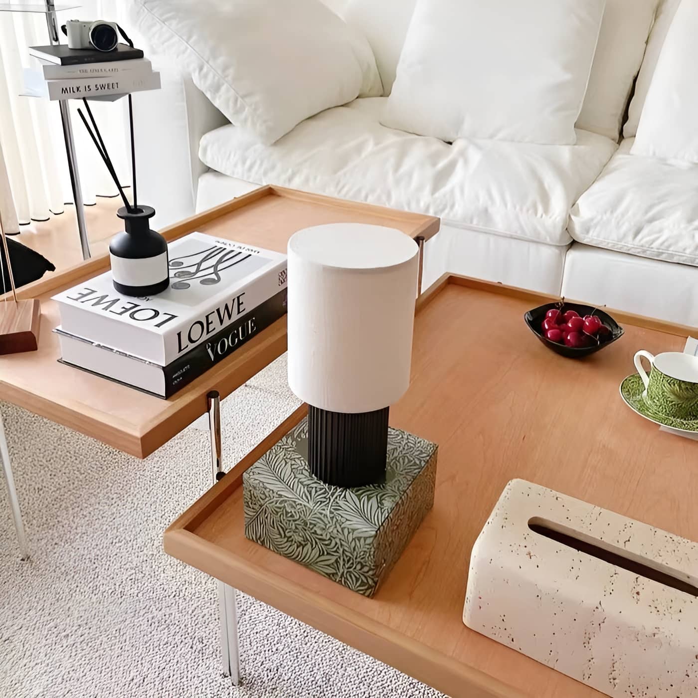 Minimalist Cordless Aluminum Brown Table Lamp
