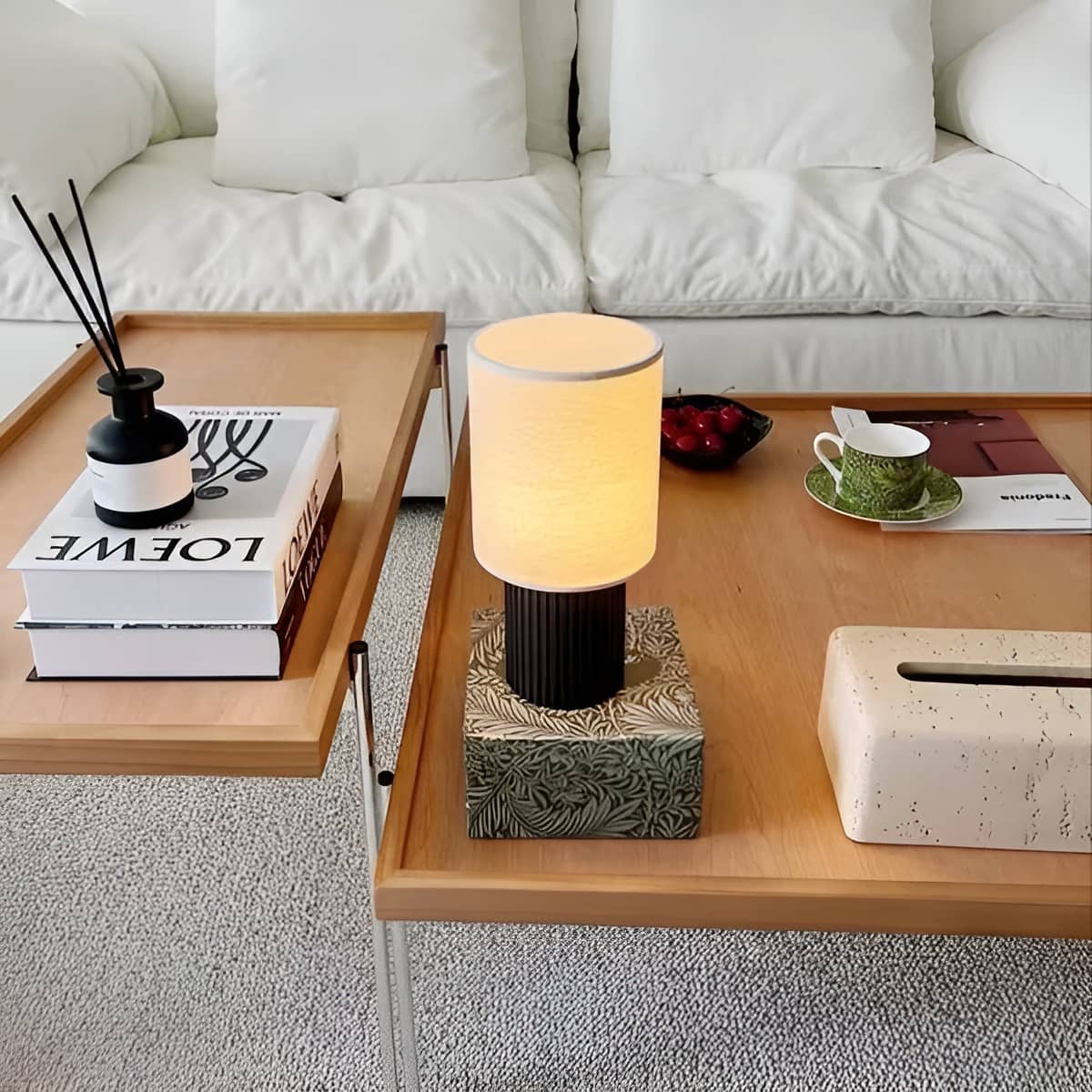 Minimalist Cordless Aluminum Brown Table Lamp