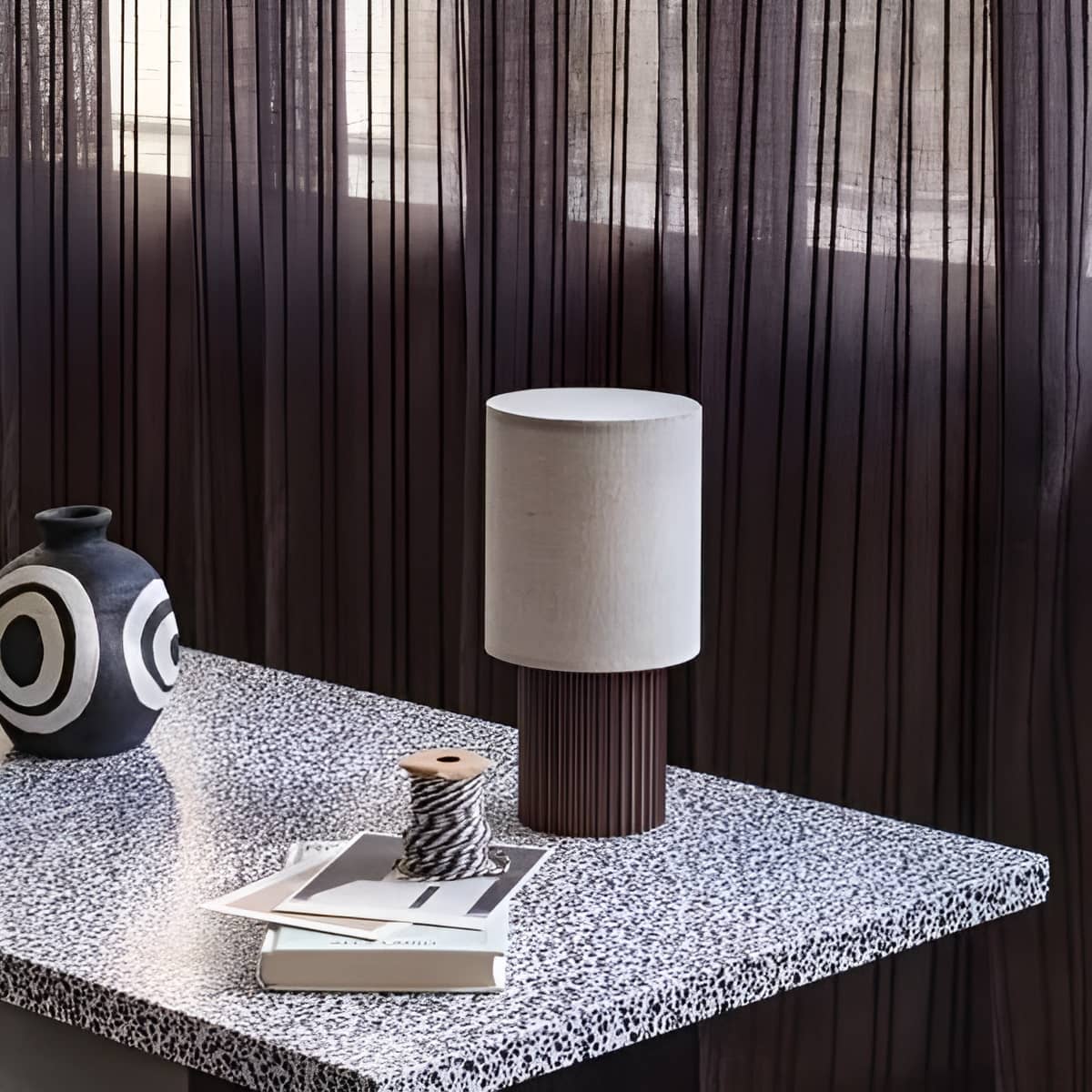 Minimalist Cordless Aluminum Brown Table Lamp