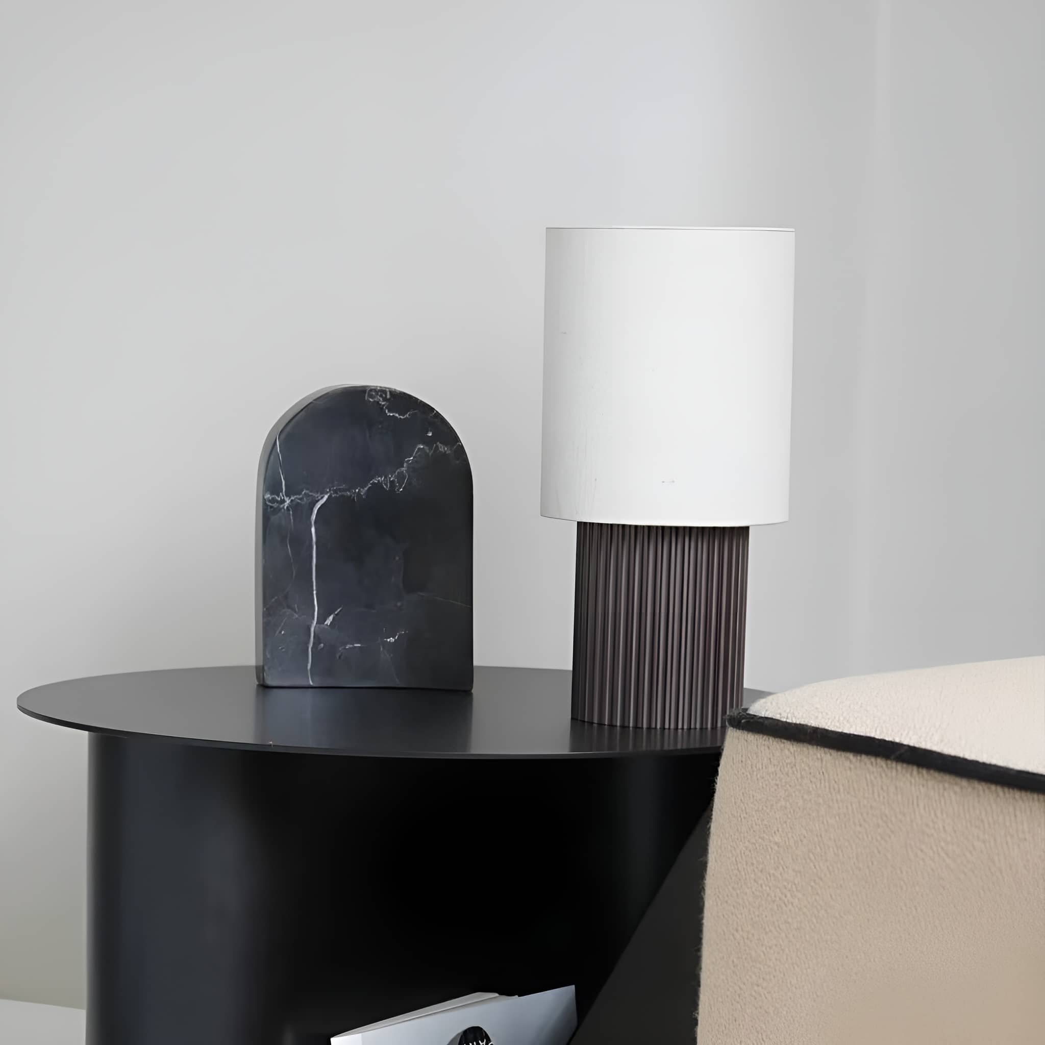 Minimalist Cordless Aluminum Brown Table Lamp