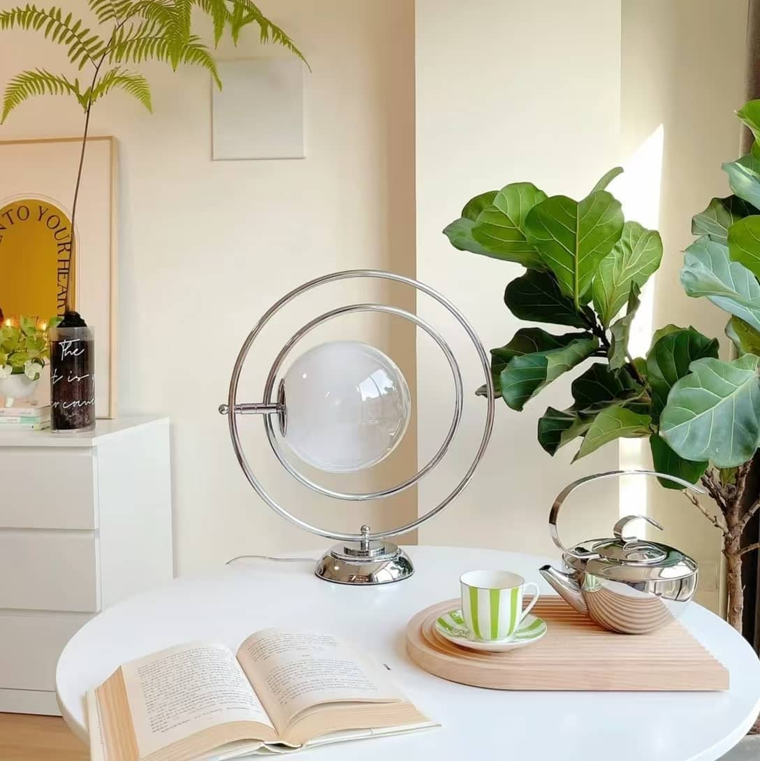 Space Age Rotatable Glass Planet Table Lamp