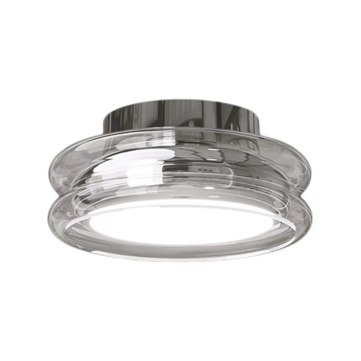 Round Glass Smoke Grey Ceiling Light