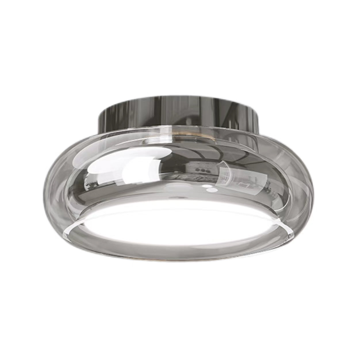 Round Glass Smoke Grey Ceiling Light