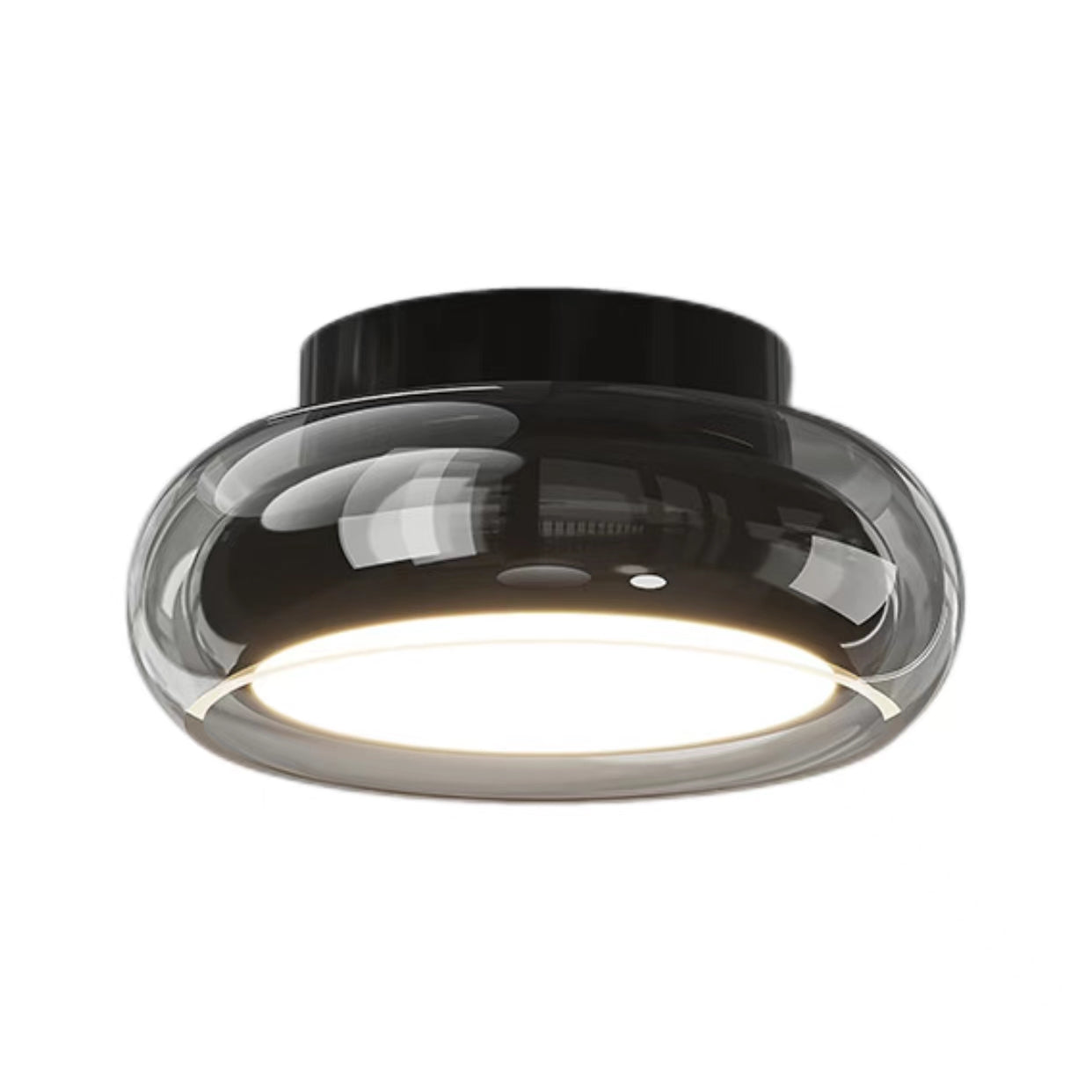 Round Glass Smoke Grey Ceiling Light