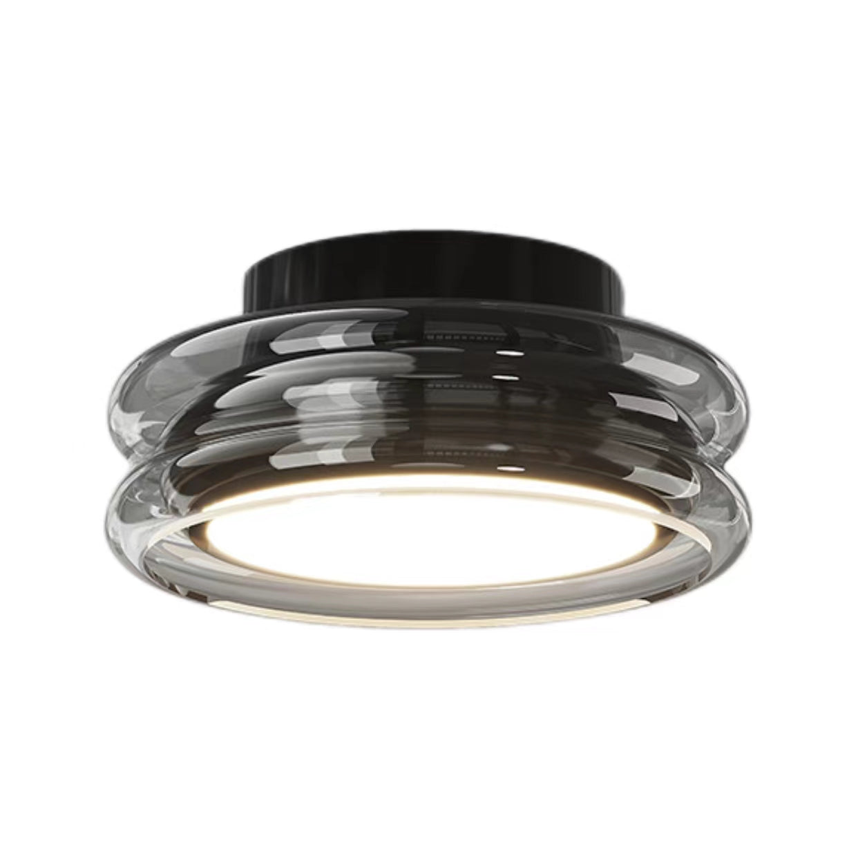 Round Glass Smoke Grey Ceiling Light