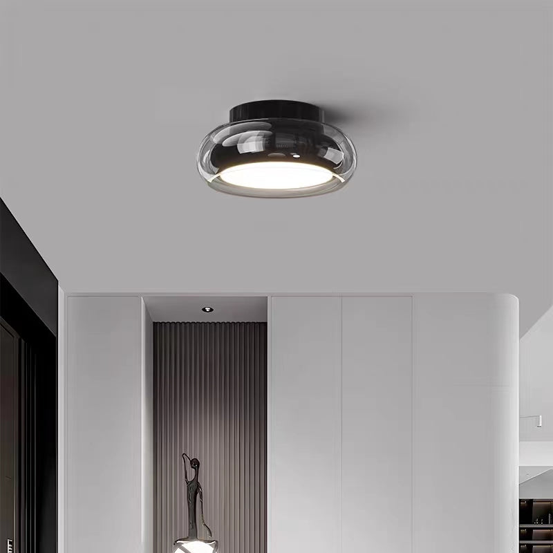 Round Glass Smoke Grey Ceiling Light