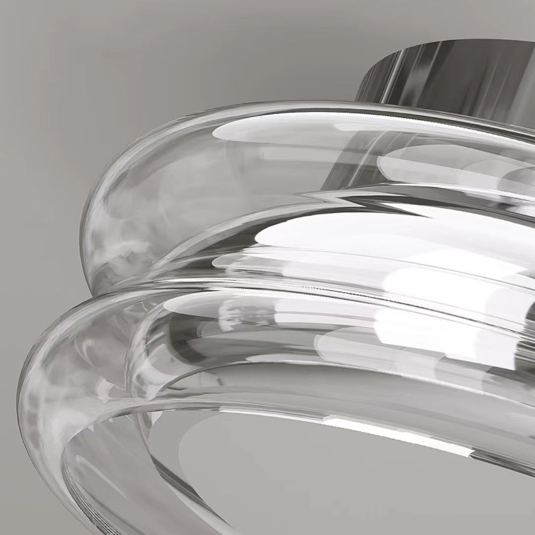 Round Glass Smoke Grey Ceiling Light