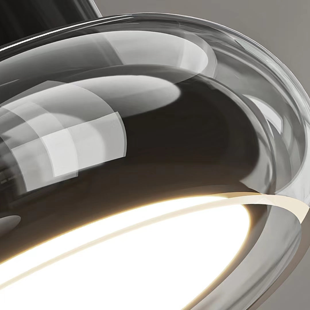Round Glass Smoke Grey Ceiling Light
