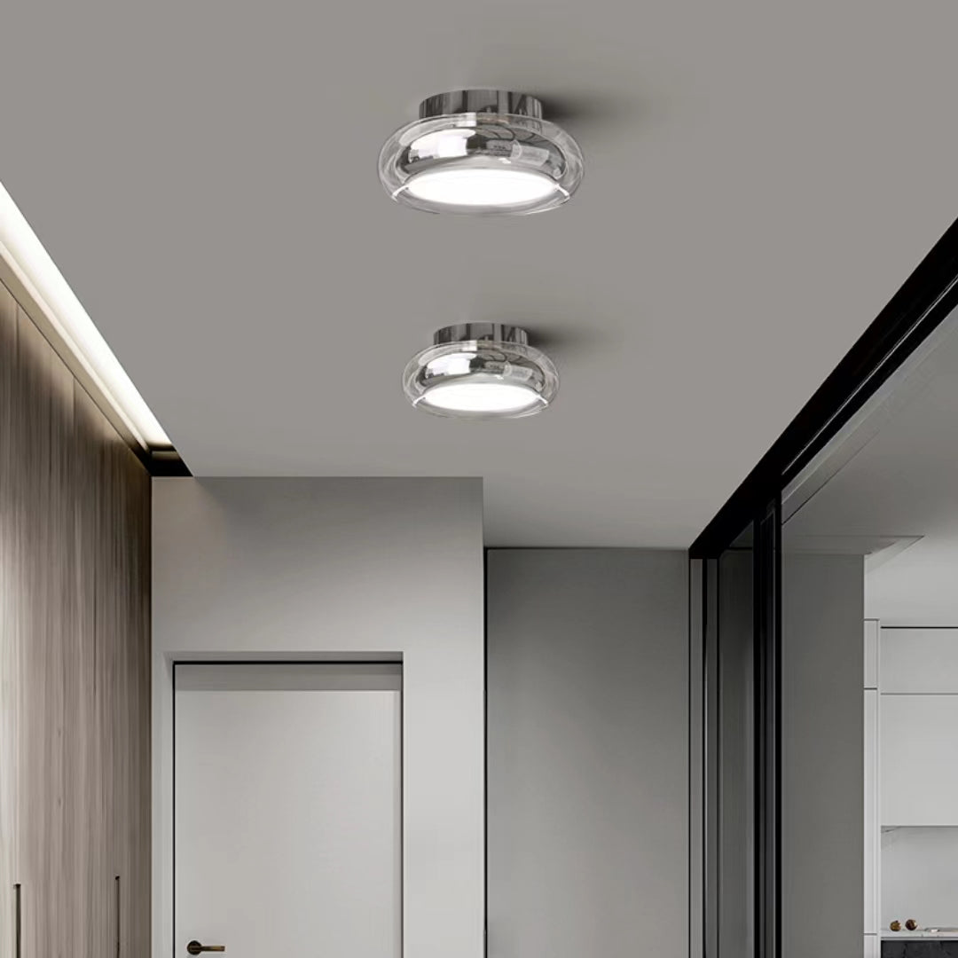 Round Glass Smoke Grey Ceiling Light
