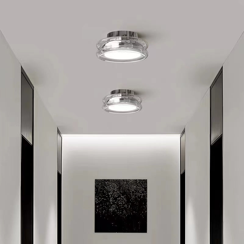 Round Glass Smoke Grey Ceiling Light