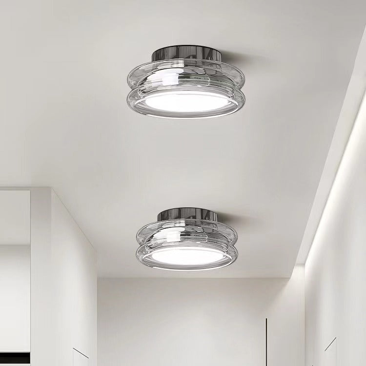 Round Glass Smoke Grey Ceiling Light