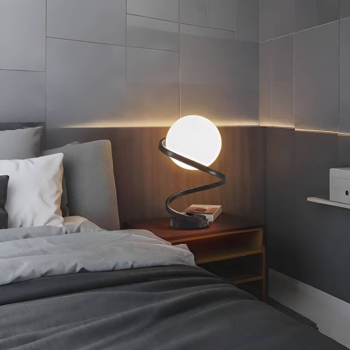 Modern Spiral Glass Ball Table Lamp for Bedside