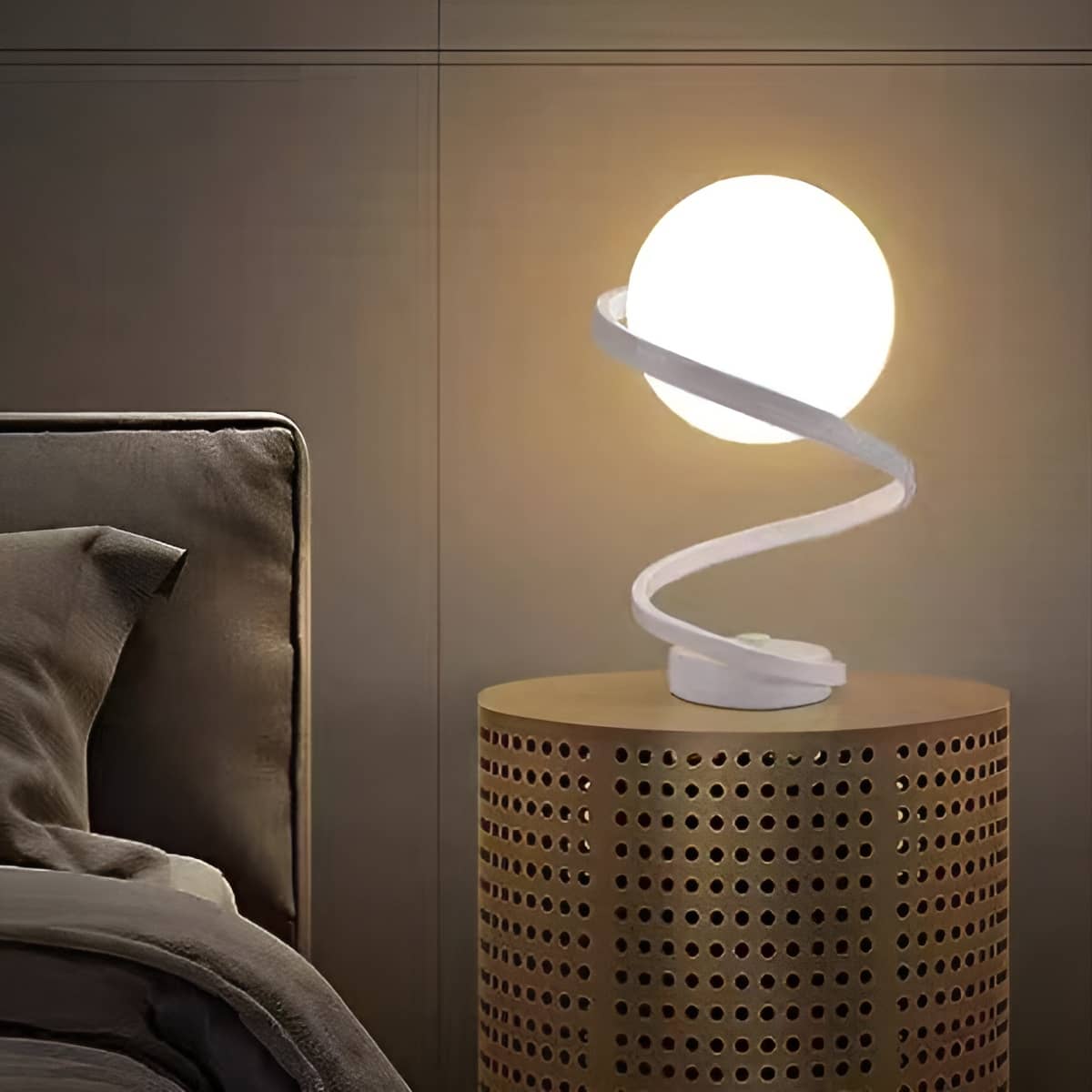 Modern Spiral Glass Ball Table Lamp for Bedside