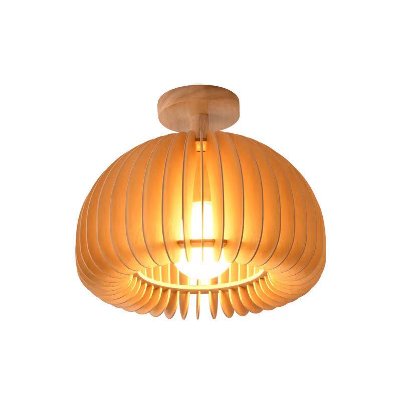 Modern Japanese Pumpkin Wooden Ceiling Light