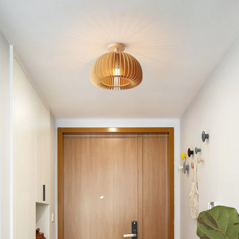Modern Japanese Pumpkin Wooden Ceiling Light