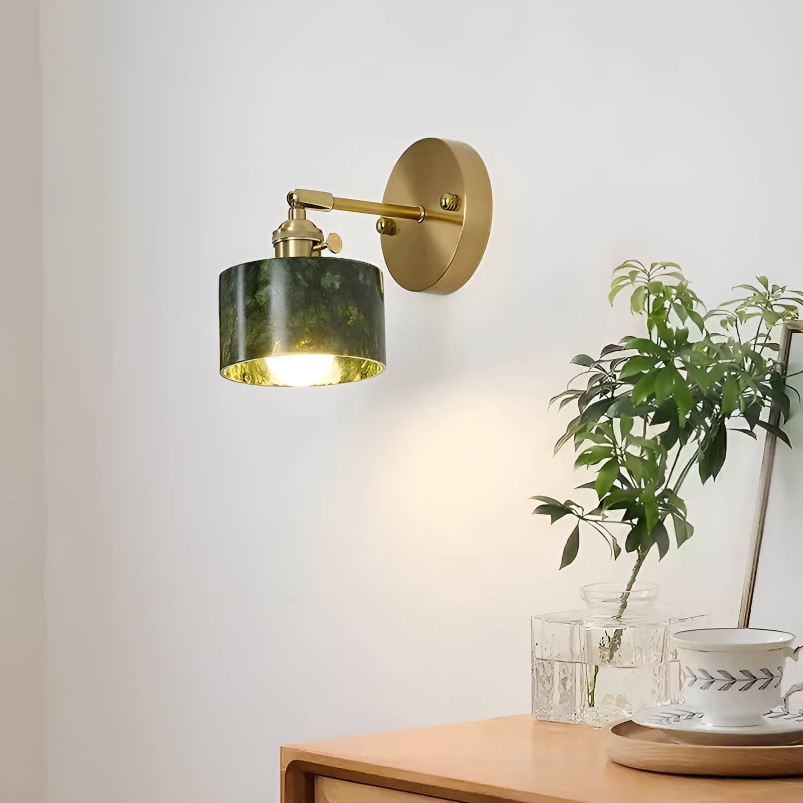 Natural Jade Vintage Dark Green Wall Light