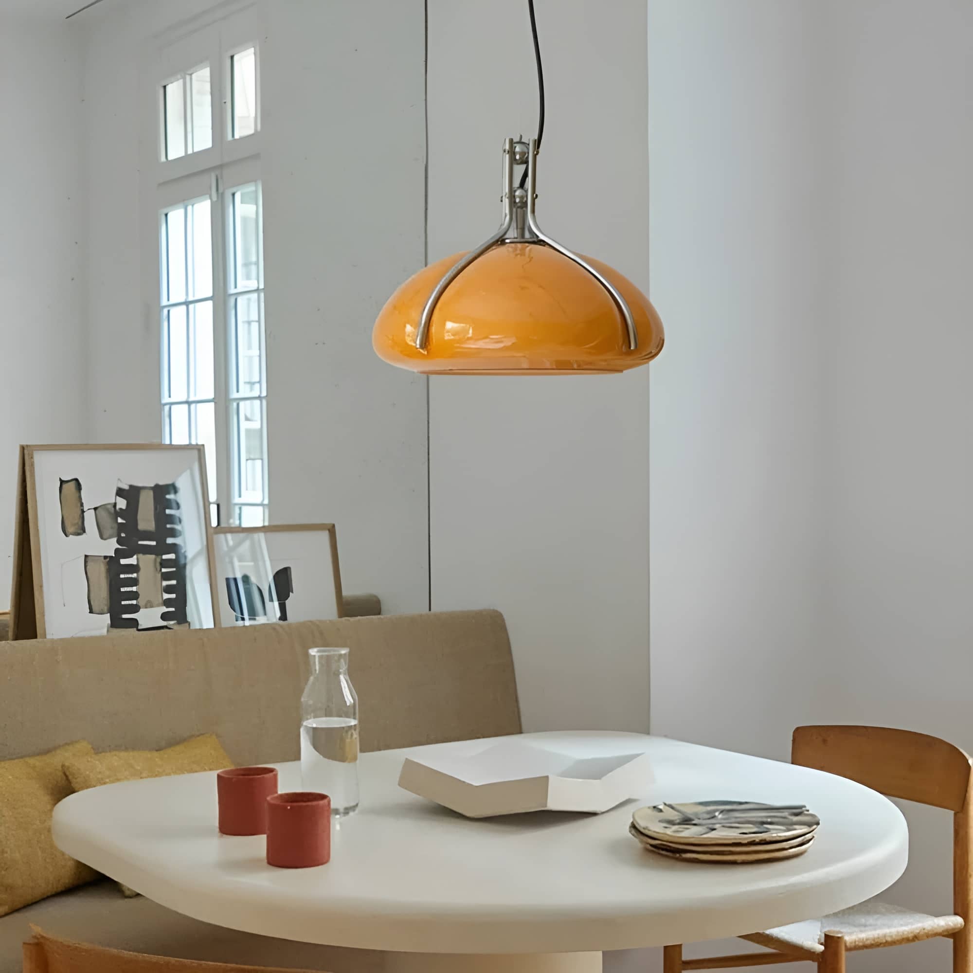 Nordic Bauhaus Pumpkin Glass Pendant Light