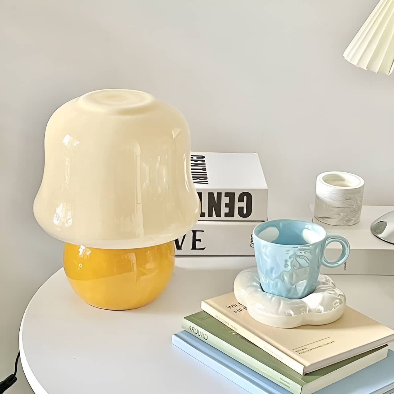 Nordic Creamy Yellow Mushroom Bedside Lamp