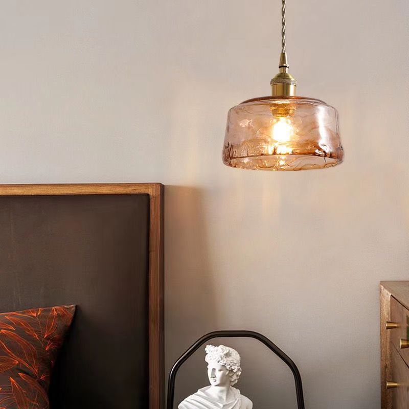 Nordic Vintage Brass Glass Pendant Light
