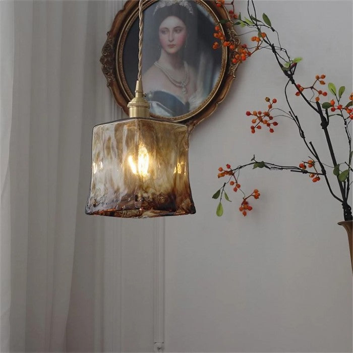 Nordic Vintage Brass Glass Pendant Light