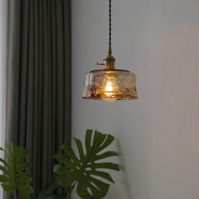 Nordic Vintage Brass Glass Pendant Light