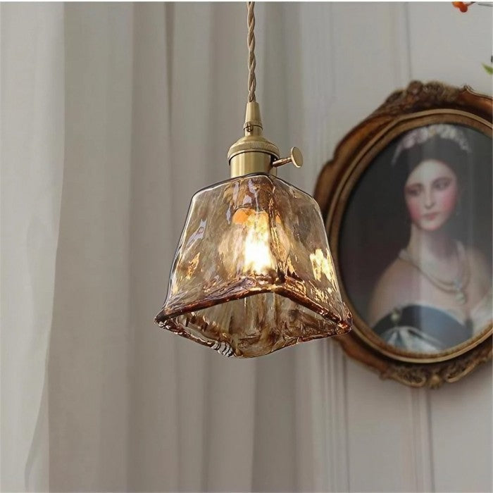 Nordic Vintage Brass Glass Pendant Light
