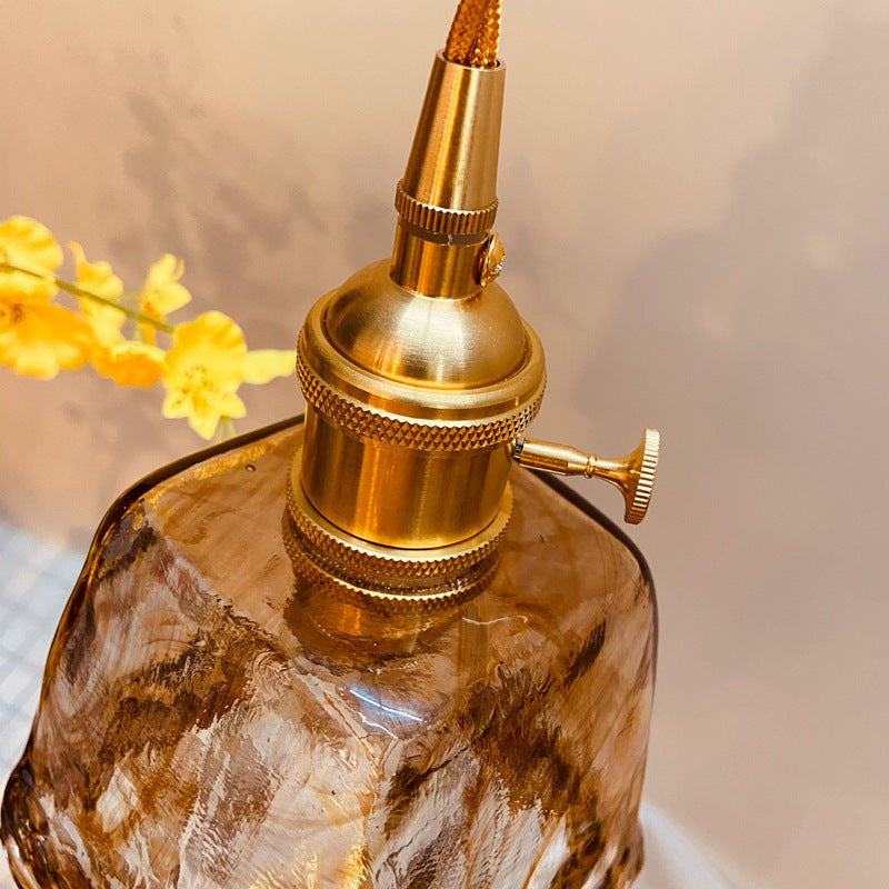 Nordic Vintage Brass Glass Pendant Light
